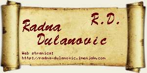 Radna Dulanović vizit kartica
